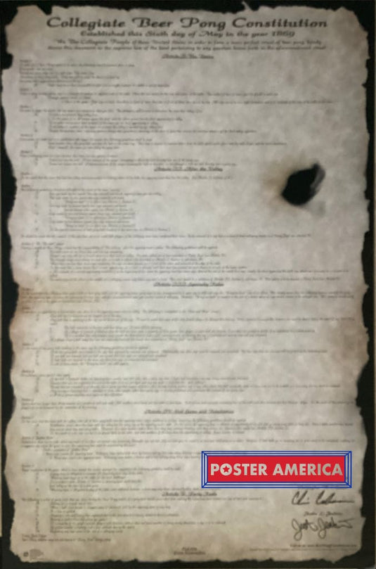 Collegiate Beer Pong Constitution 2005 Poster 23 X 35