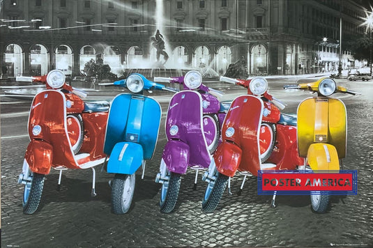 Colorful Scooter Bikes Collage Artwork Poster 24 X 36