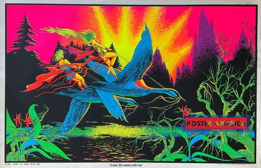 Come Fly Away With Me Original Vintage Black Light Poster 28 X 38 Posters Prints & Visual Artwork