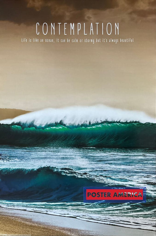 Contemplation Motivational Quote Big Wave Beach Poster 24 x 36 Poster