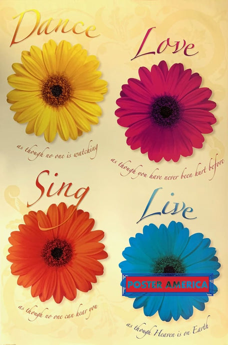 Dance Love Sing As Though No One Is Watching Flower Art Poster 24 X 36