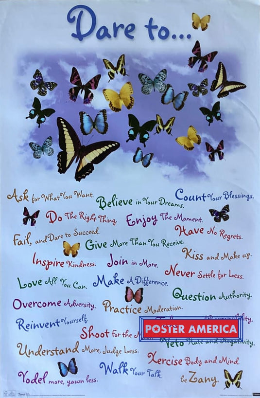 Dare To Inspirational Quote W/ Butterflies By Trends International Poster 22.5 X 34