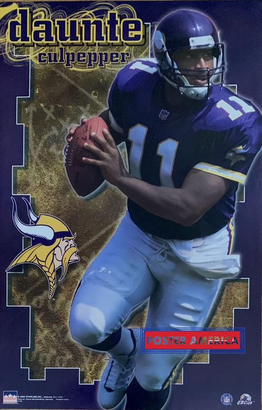 Daunte Culpepper Vikings Vintage Official Nfl Poster 2000 22.5 X 34.5 Logo Out Of The Pocket