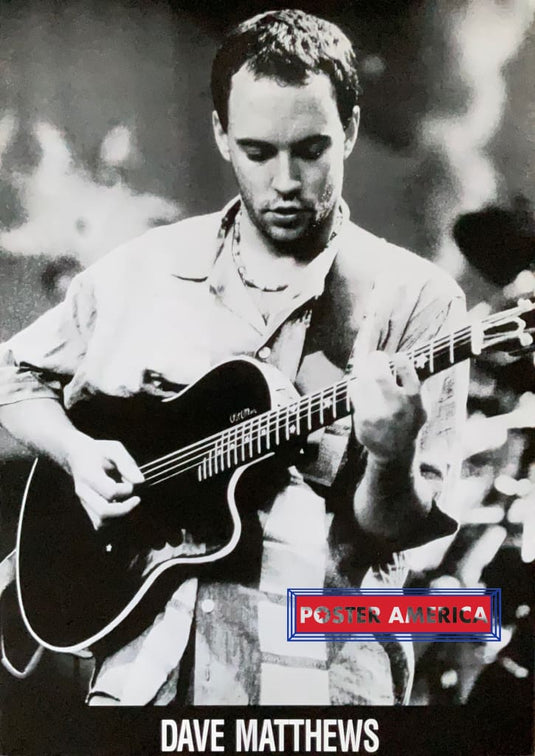 Dave Matthews Playing Guitar On Stage Black & White Poster 23.5 X 33