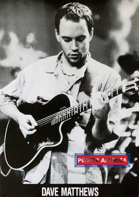 Dave Matthews Playing Guitar On Stage Black & White Poster 23.5 X 33