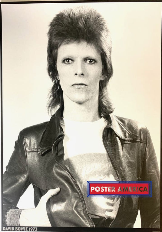 David Bowie 1973 Mirropix Black White Leather Jacket Rare Poster 23.5 X 33