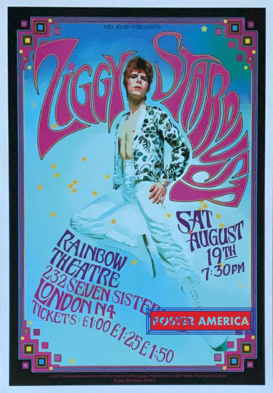 David Bowie Ziggy Stardust Rainbow Theatre Concert Poster 24 X 16.6