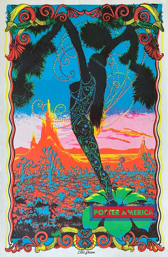 Desert Blossom Original Vintage 1970S Black Light Poster 23 X 35 Posters Prints & Visual Artwork