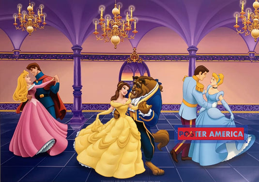 disney princesses with white dresses Disney Princesses The Royal Ball Snow White, Cinderella, Beauty Beast – PosterAmerica
