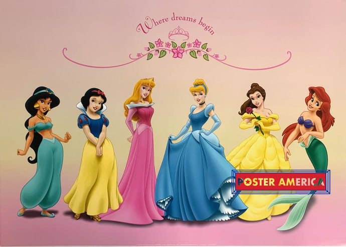 Disney Princesses Where Dreams Begin Art Poster 20 X 28