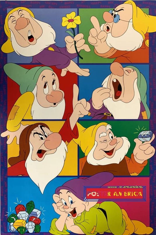 Disneys The Seven Dwarfs Character Collage Rare Poster 23 X 35 Vintage Poster
