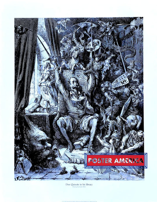 Don Quixote In His Library By Gustav Dore Art Print 22 X 28 Posters Prints & Visual Artwork