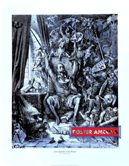 Don Quixote In His Library By Gustav Dore Art Print 22 X 28 Posters Prints & Visual Artwork