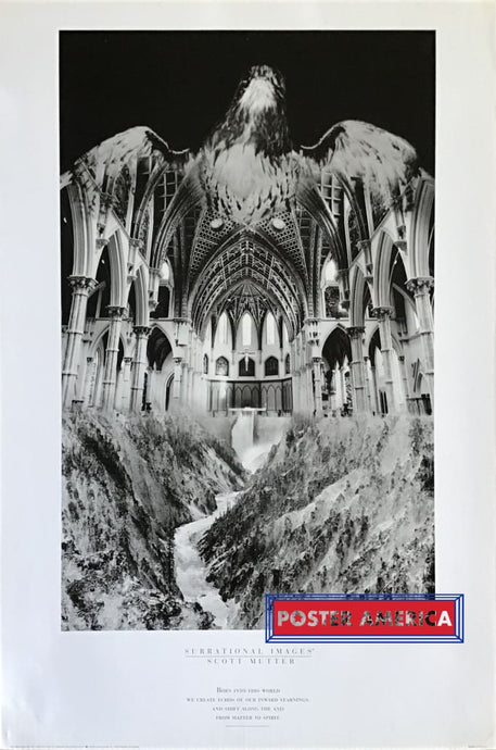 Eagle Above Cavern A Photomontage By Scott Mutter Poster 24 X 36