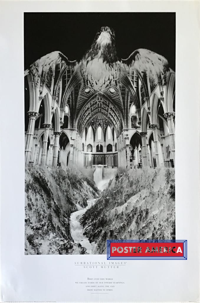 Load image into Gallery viewer, Eagle Above Cavern A Photomontage By Scott Mutter Poster 24 X 36
