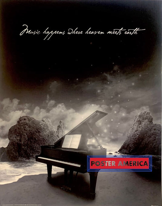 Ed Freeman Photography 1998 Music Happens Where Heaven Piano Poster 22 X 28 Vintage Poster