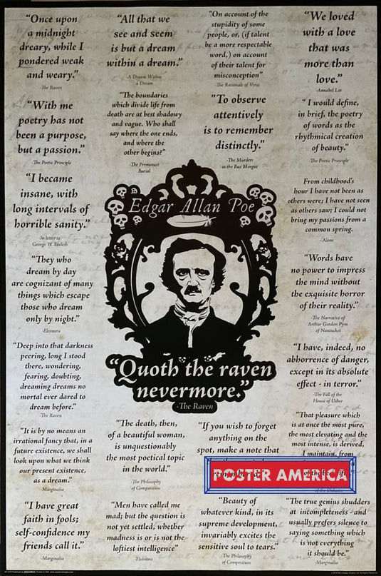 Edgar Allan Poe Famous Quotes Poster 24 x 36 Poster