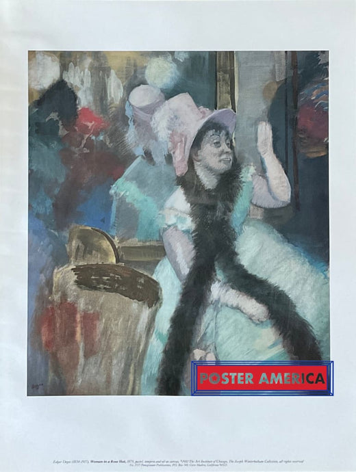 Edgar Degas Woman In A Rose Hat Vintage Art Print 19 X 25 Posters Prints & Visual Artwork