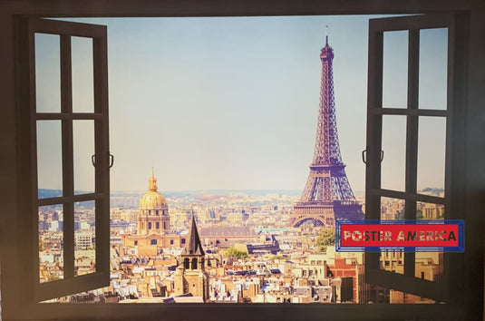 Eiffel Tower Window View Poster 24 X 36