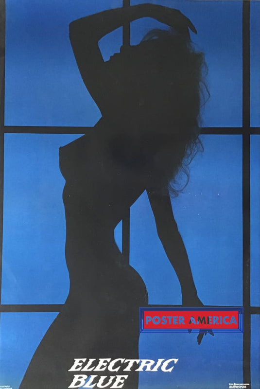 Electric Blue Naked Woman Silhouette 22.5 X 32.5 Poster