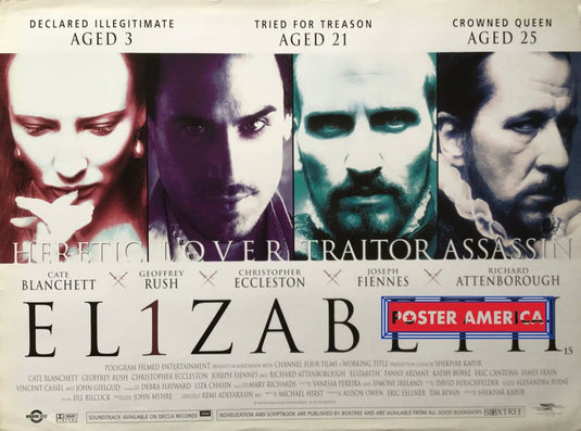 Elizabeth Vintage Double Sided Horizontal One-Sheet Movie Poster 30 X 40 Posters Prints & Visual