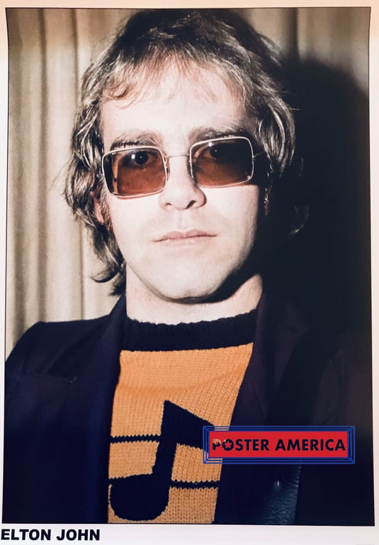 Elton John Vertical Shot In Sunglasses Poster 23.5 X 33 White Border
