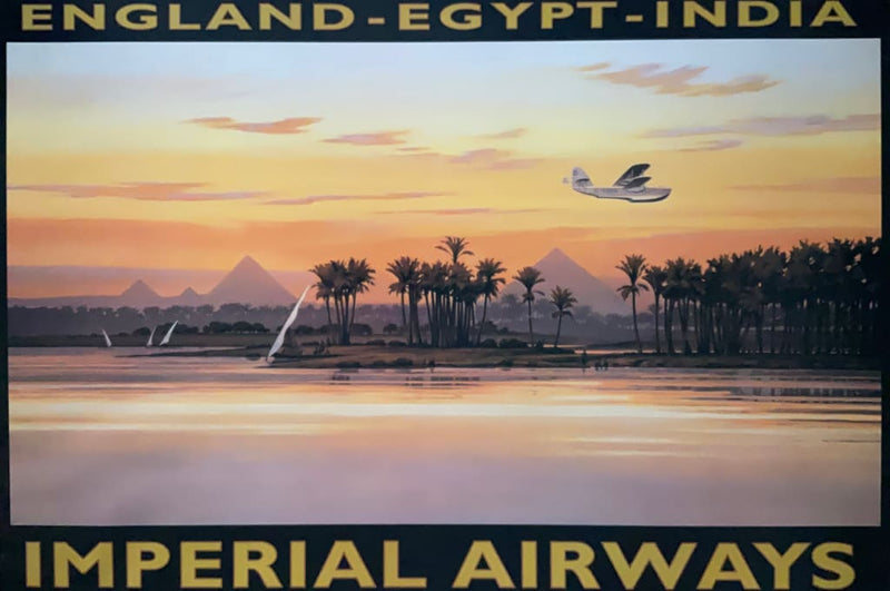 Load image into Gallery viewer, England-Egypt-India Imperial Airways Vintage Art Print 26 X 38 Vintage Poster
