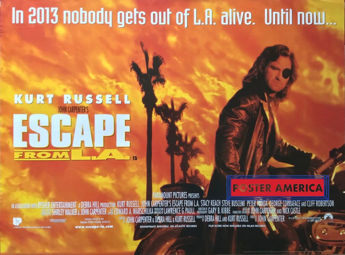 Escape From L.a. Vintage Horizontal Double Sided One-Sheet Movie Poster 30 X 40 Posters Prints &