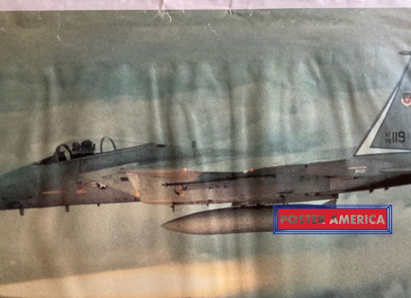 Load image into Gallery viewer, F-15 Eagle Firing Sparrow Missile Vintage Poster 22 X 33 Specs Bottom Left Corner
