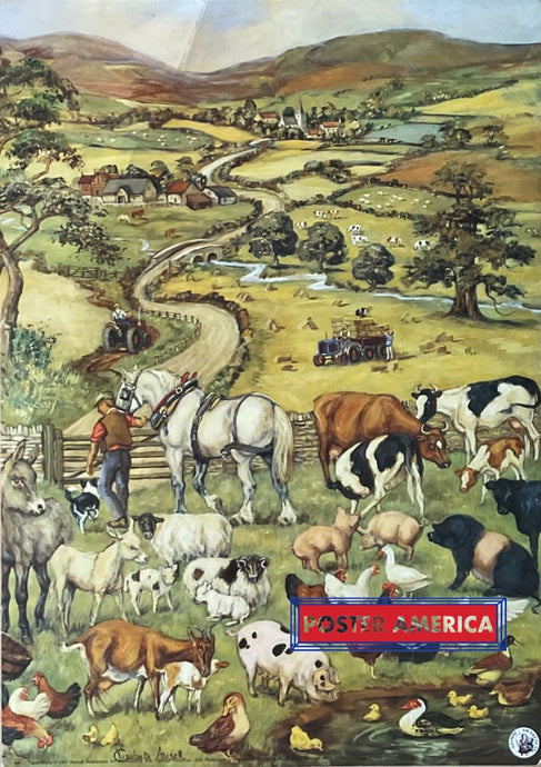 Farm Animals By Elizabeth Ansell Vintage 1997 Art Poster 16.5 X 23.5 Vintage Poster