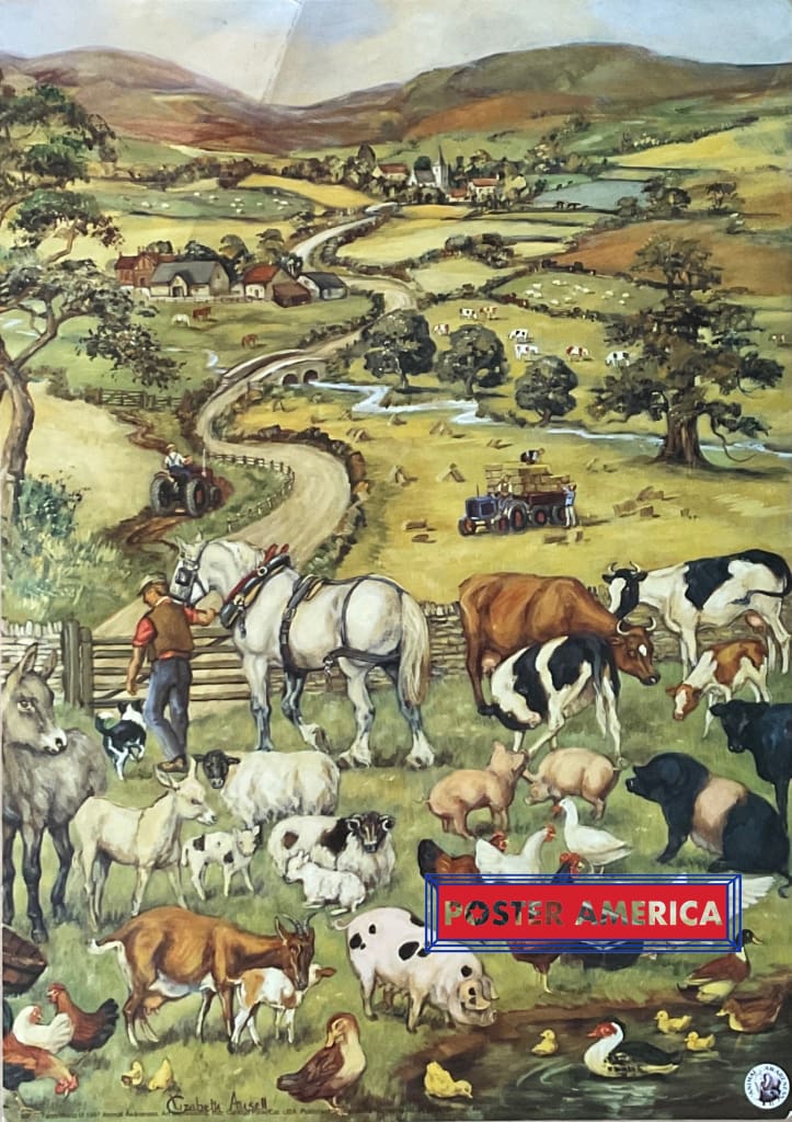 Load image into Gallery viewer, Farm Animals By Elizabeth Ansell Vintage 1997 Art Poster 16.5 X 23.5 Vintage Poster
