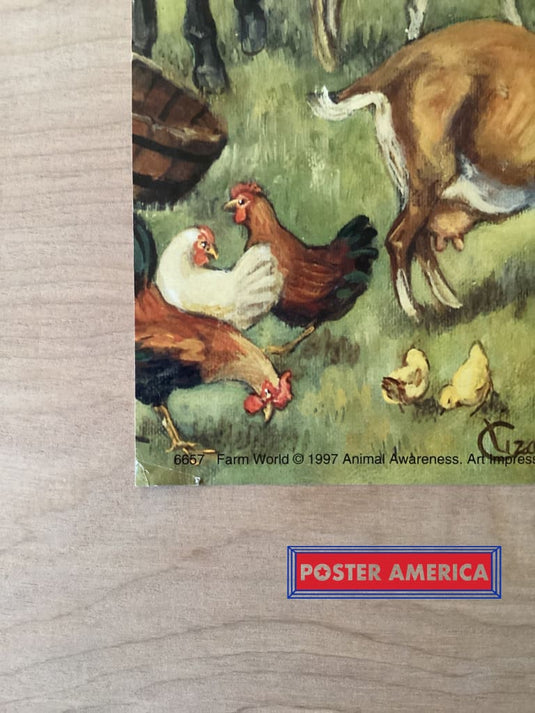 Farm Animals By Elizabeth Ansell Vintage 1997 Art Poster 16.5 X 23.5 Vintage Poster