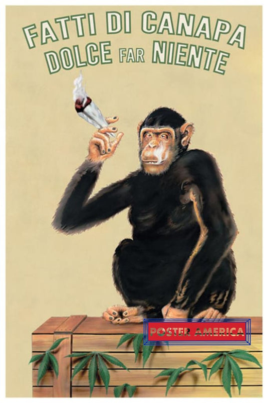 Fatti Di Canapa Monkey Smoking Joint Poster 24 X 36