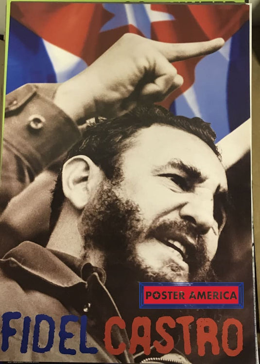 Fidel Castro Cuban Flag Poster 24 X 36