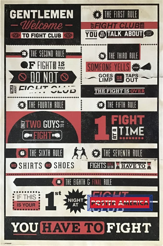 Fight Club Rules Poster 24 X 36