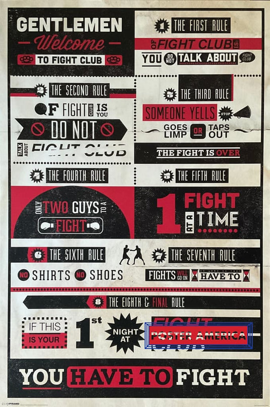 Fight Club Rules Poster 24 X 36