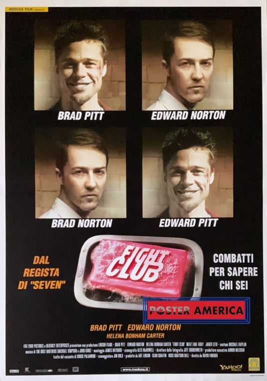 Fight Club With Brad Pitt And Edward Norton Italian Import One Sheet 27.75 X 39.5 One Sheet