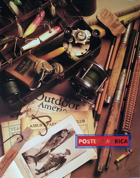 Fishing II Fly Fishing Antique Rods, Reels and Lures Poster 22 x 28