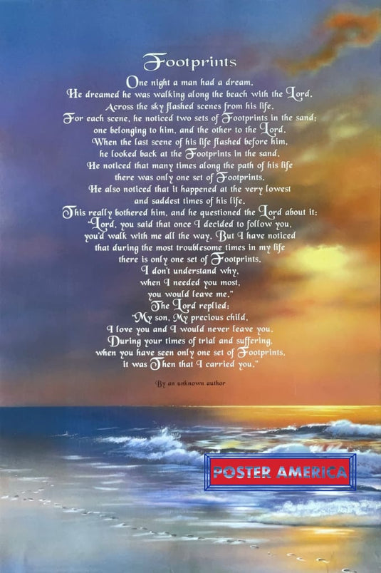 Footprints By Renato Delmonico Vintage 1995 Inspirational Art Poster 24 X 36 Vintage Poster