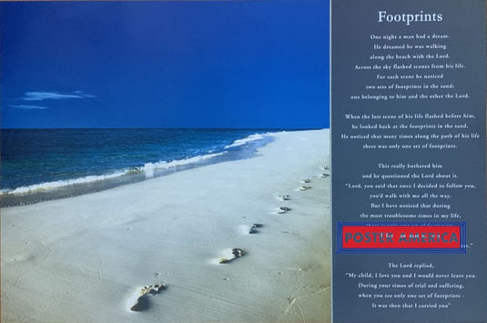 Footprints Tropical Setting Vintage U.k. Import Poster 2005 24 X 36 One Night A Man Had Dream Quote