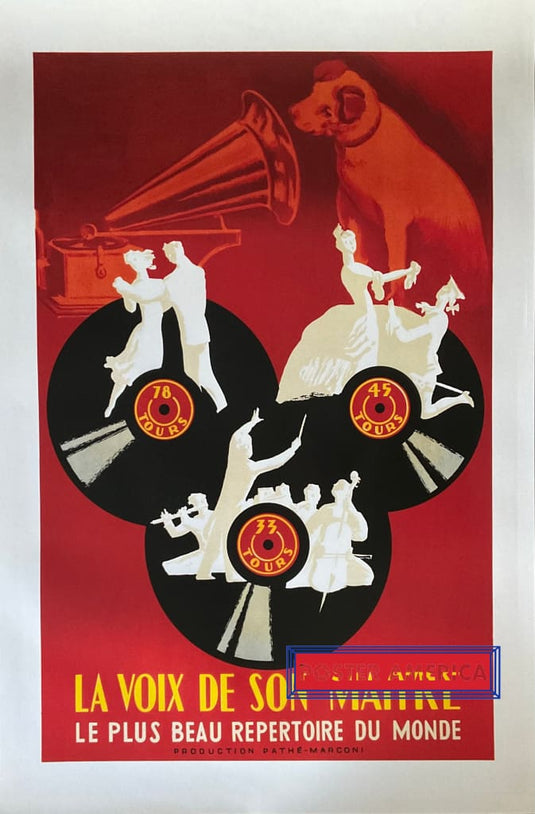 French Vinyl Record Advertisement Poster 24 x 36 Poster