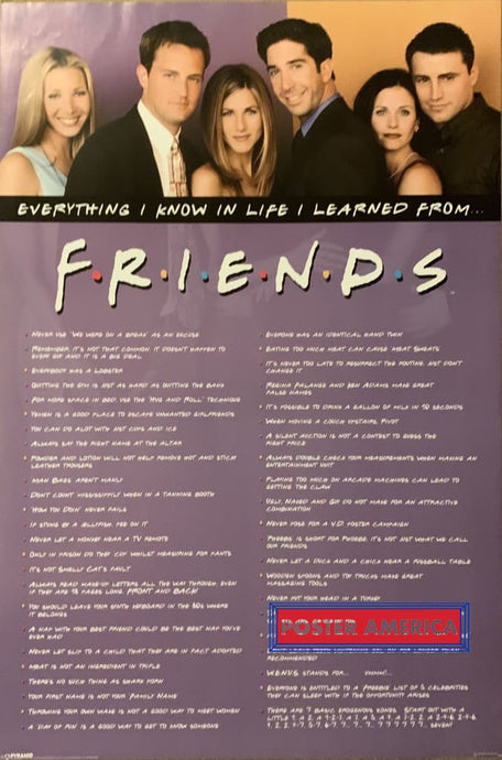Friends Everything I Know In Life Learned Poster 24 X 36