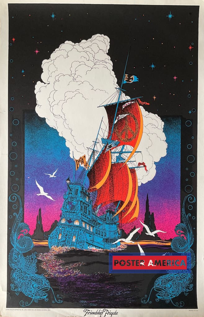 Load image into Gallery viewer, Friendship Frigate Vintage Black Light Poster 26 X 39 Posters Prints &amp; Visual Artwork
