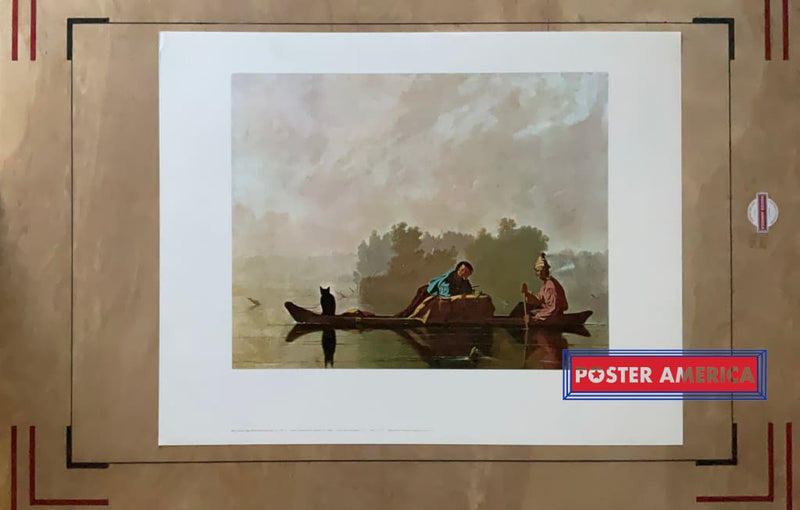 Load image into Gallery viewer, Fur Traders Descending The Missouri By George Caleb Bingham Print 22.5 X 28.5 Vintage Fine Art Print
