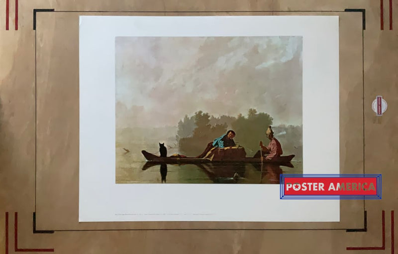 Load image into Gallery viewer, Fur Traders Descending The Missouri By George Caleb Bingham Print 22.5 X 28.5 Vintage Fine Art Print
