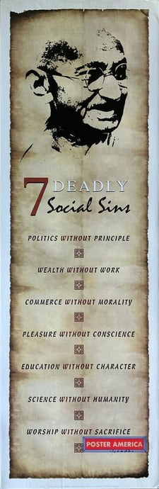 Gandhi Seven Deadly Social Sins Inspirational Slim Print 12 X 36