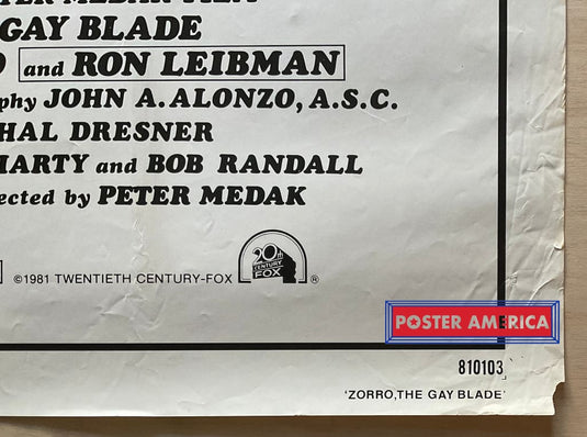 George Hamilton Is Zorro The Gay Blade Vintage 1981 One-Sheet Movie Poster 27 X 41
