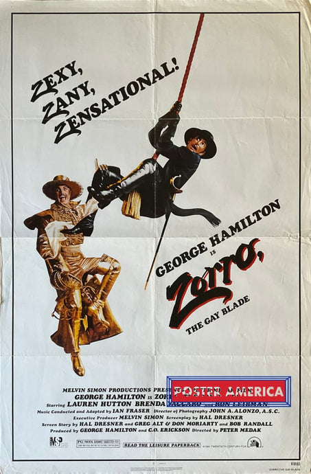 George Hamilton Is Zorro The Gay Blade Vintage 1981 One-Sheet Movie Poster 27 X 41