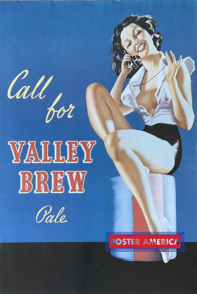 Load image into Gallery viewer, Gil Elvgren Pin Up Girl Art Call For Valley Brew Pale Poster 24 X 35.5 Vintage Poster

