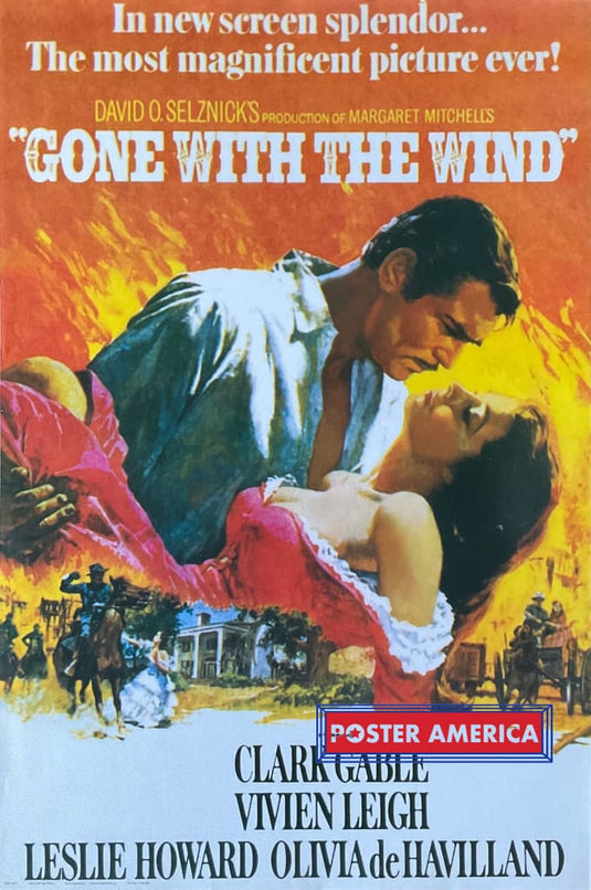 Gone With The Wind Starring Clark Gable & Vivien Leigh Movie Poster 24 X 36
